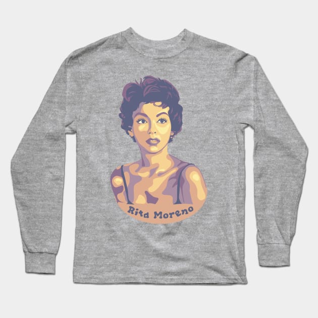 Rita Moreno Portrait Long Sleeve T-Shirt by Slightly Unhinged